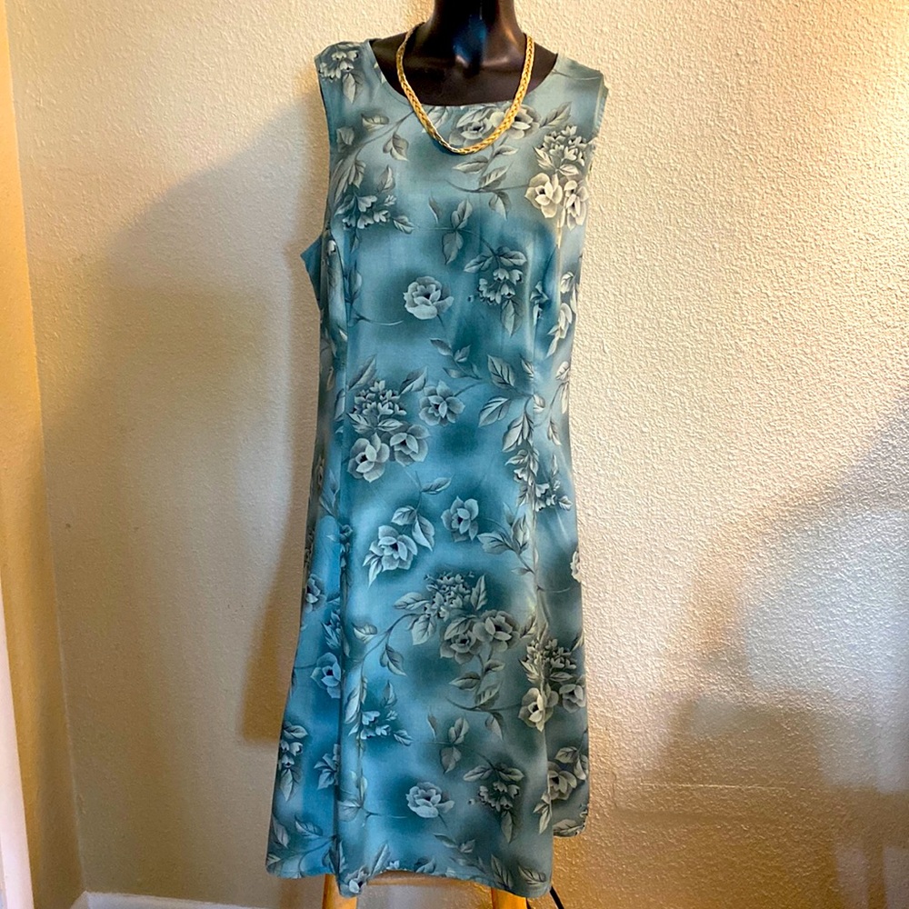 Fashion Bug Green Floral Back Tie Dress